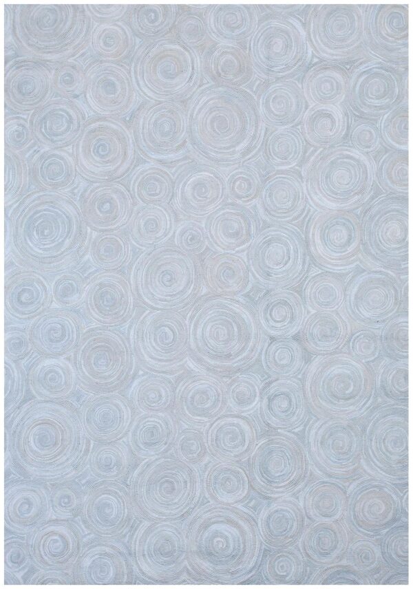 Contemporary american hooked rug — light gray circles pattern
