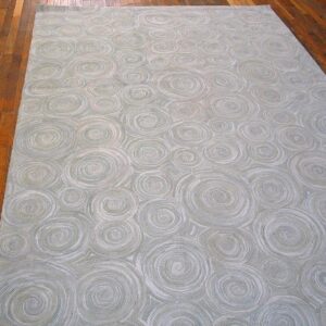 Contemporary American Hooked Rug — Light Gray Circles Pattern - detail view 1