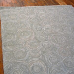 Contemporary American Hooked Rug — Light Gray Circles Pattern - detail view 2
