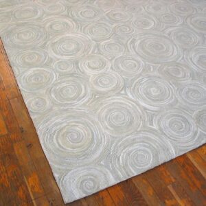 Contemporary American Hooked Rug — Light Gray Circles Pattern - detail view 8