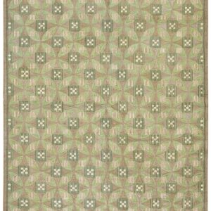 Contemporary American Hooked Rug — Light Green, Folk Art Style