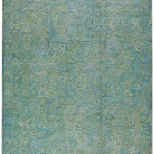 Contemporary American Hooked Rug — Multi-Blue Color, Geometric Pattern