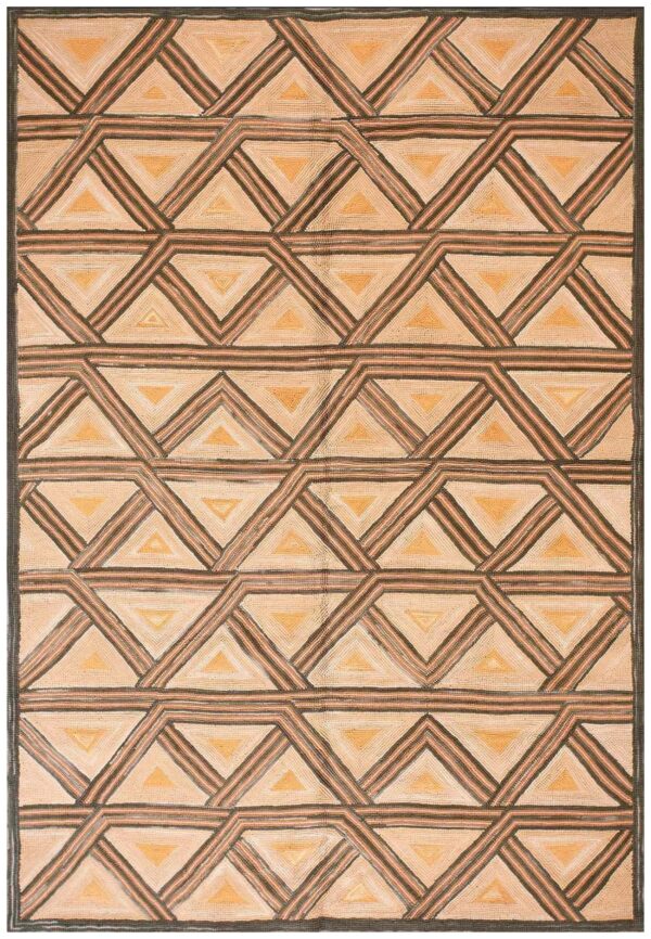 Contemporary american hooked rug 8'ã—10' â€” multi-brown