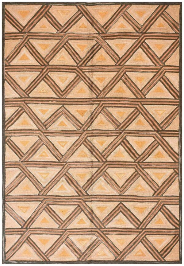 Contemporary american hooked rug 9'ã—12' â€” multi-brown