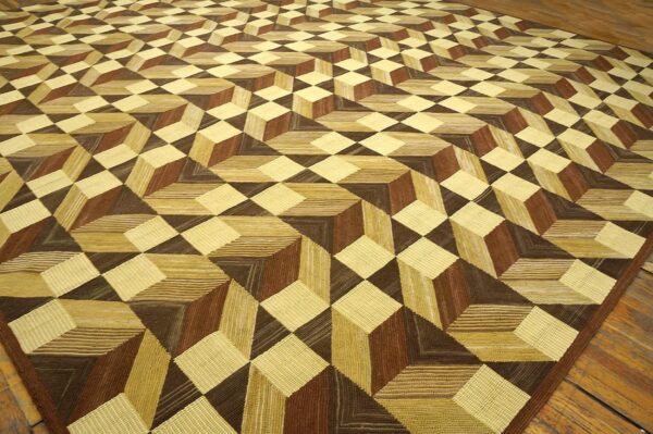 Contemporary american hooked rug — multi-brown 3-d pattern - detail view 2