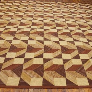 Contemporary American Hooked Rug — Multi-Brown 3-D Pattern - detail view 1