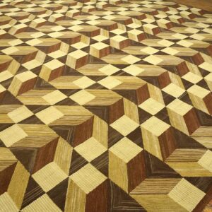 Contemporary American Hooked Rug — Multi-Brown 3-D Pattern - detail view 2