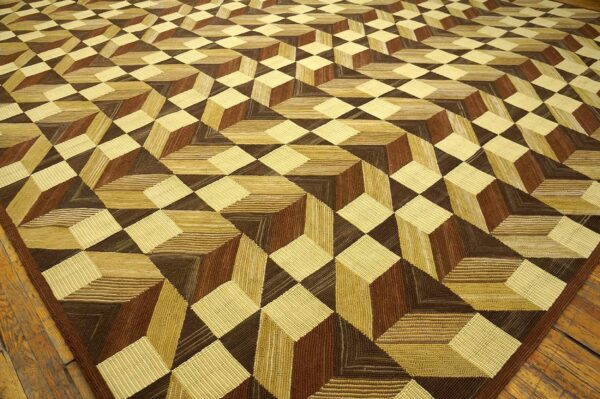Contemporary american hooked rug — multi-brown 3-d pattern - detail view 3