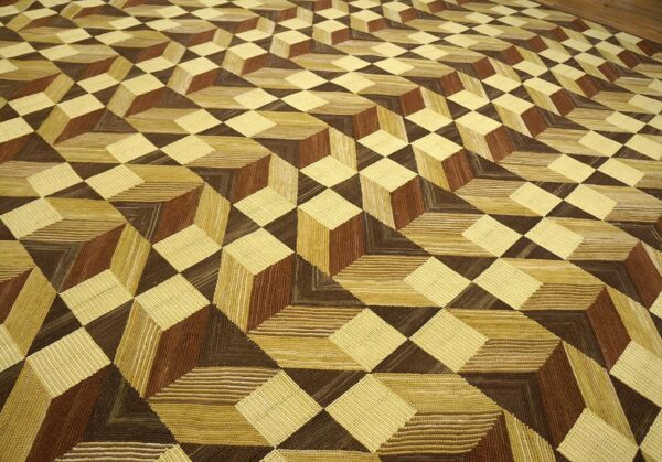 Contemporary american hooked rug — multi-brown 3-d pattern - detail view 5
