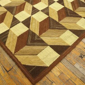 Contemporary American Hooked Rug — Multi-Brown 3-D Pattern - detail view 6