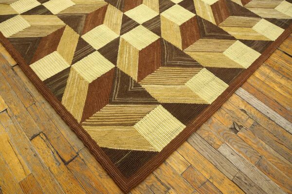 Contemporary american hooked rug — multi-brown 3-d pattern - detail view 6