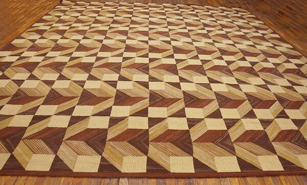 Contemporary american hooked rug — multi-brown 3-d pattern - detail view 1
