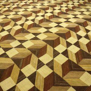 Contemporary American Hooked Rug — Multi-Brown 3-D Pattern - detail view 3