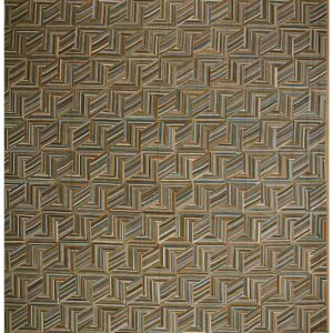 Contemporary American Hooked Rug — Multi-Jewel Tones Geometric Pattern