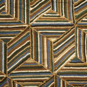 Contemporary American Hooked Rug — Multi-Jewel Tones Geometric Pattern - detail view 1