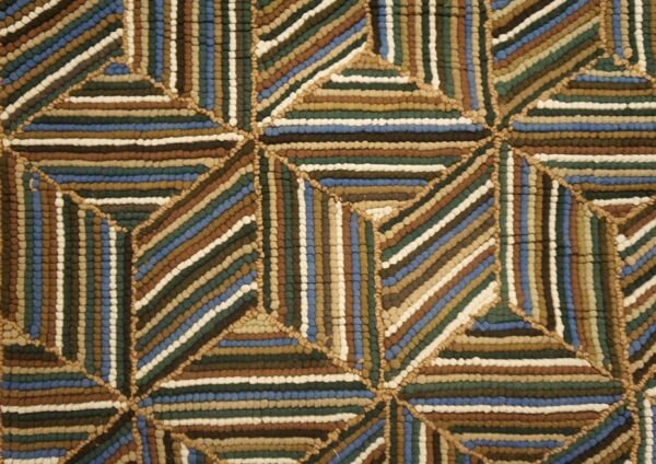 Contemporary american hooked rug — multi-jewel tones geometric pattern - detail view 1