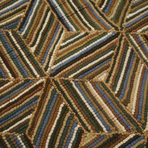 Contemporary American Hooked Rug — Multi-Jewel Tones Geometric Pattern - detail view 2