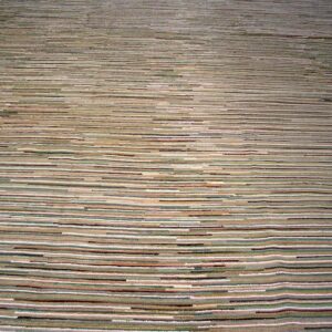 Contemporary American Hooked Rug â€” Multicolor Background, Modern Design - detail view 2