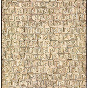Contemporary American Hooked Rug — Multicolor 3-D Square, Brown