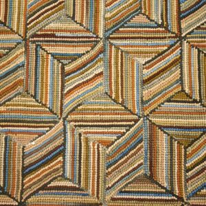 Contemporary American Hooked Rug — Multicolor 3-D Square, Brown - detail view 3