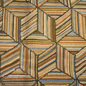 Contemporary American Hooked Rug â€” Multicolor 3-D Square, Brown - detail view 5
