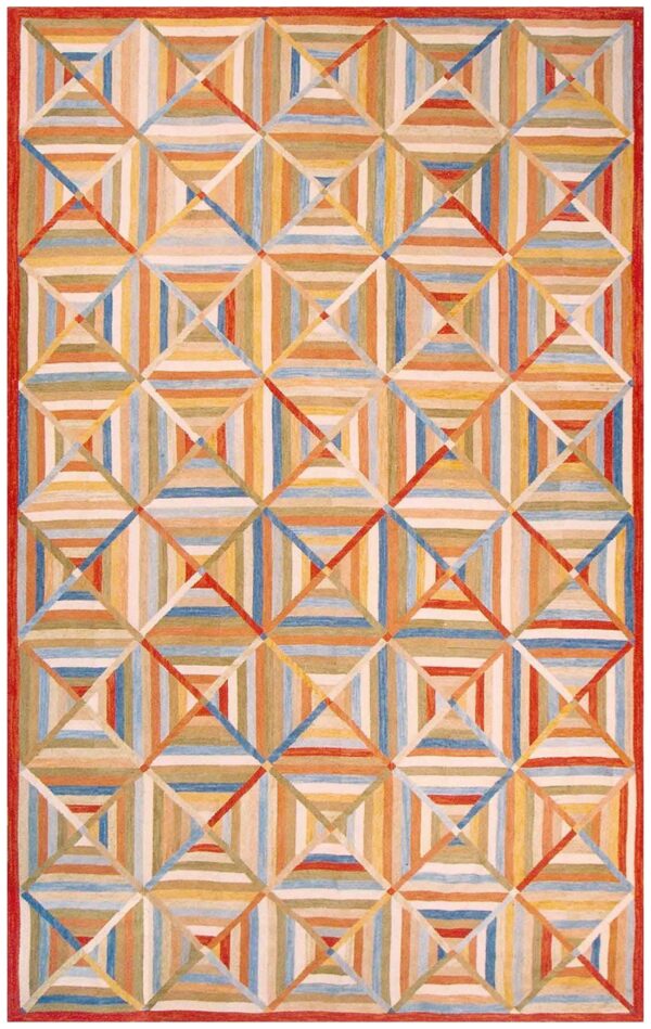 Contemporary american hooked rug 10'ã—14' â€” multicolor diamond pattern