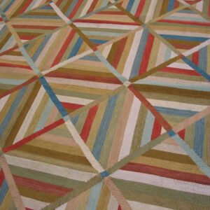 Contemporary American Hooked Rug 10'Ã—14' â€” Multicolor Diamond Pattern - detail view 2