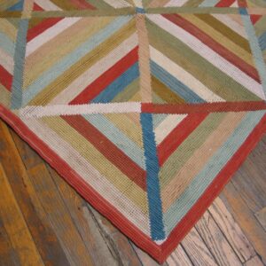 Contemporary American Hooked Rug 10'Ã—14' â€” Multicolor Diamond Pattern - detail view 3