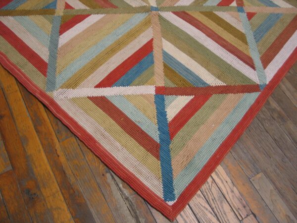 Contemporary american hooked rug 10'ã—14' â€” multicolor diamond pattern - detail view 3