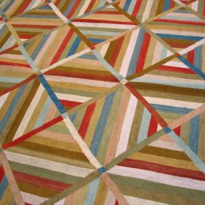 Contemporary American Hooked Rug — Multicolor Geometric Pattern - detail view 2
