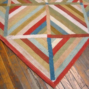 Contemporary American Hooked Rug — Multicolor Geometric Pattern - detail view 3