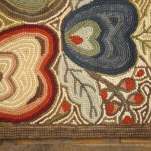 Contemporary American Hooked Rug 9'×12' — Multicolor Heart Pattern - detail view 2