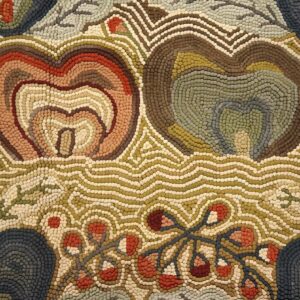 Contemporary American Hooked Rug 9'×12' — Multicolor Heart Pattern - detail view 3