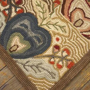 Contemporary American Hooked Rug 9'×12' — Multicolor Heart Pattern - detail view 6