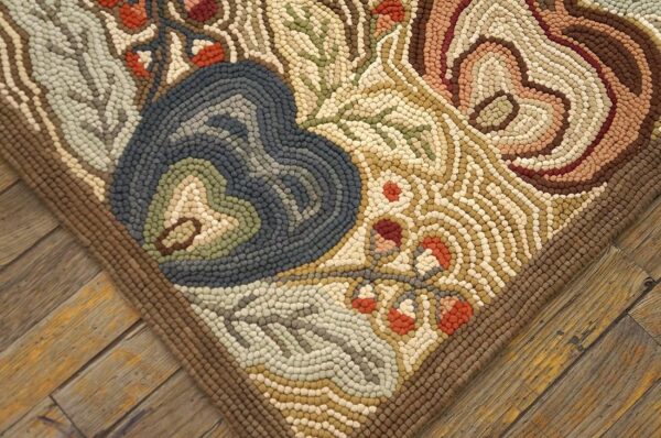 Contemporary american hooked rug 9'×12' — multicolor heart pattern - detail view 6