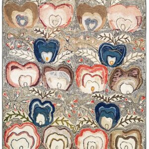 Contemporary American Hooked Rug 9'×12' — Multicolor Heart Pattern - detail view 7