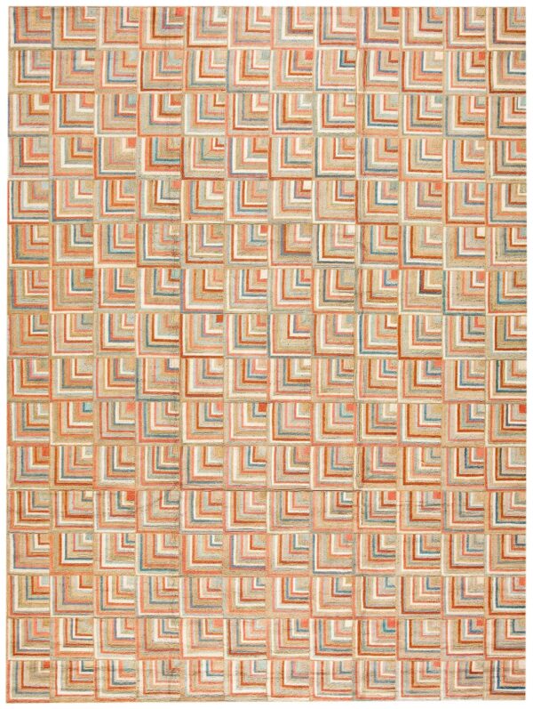 Contemporary american hooked rug 5'ã—8' â€” multicolor with jute highlights