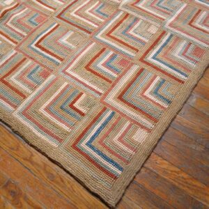 Contemporary American Hooked Rug 5'Ã—8' â€” Multicolor with Jute Highlights - detail view 3