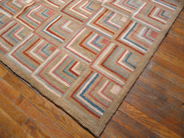 Contemporary american hooked rug 5'ã—8' â€” multicolor with jute highlights - detail view 3
