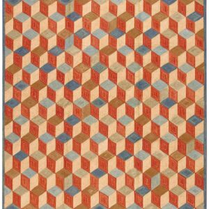 Contemporary American Hooked Rug 9'Ã—12' â€” Multicolor Square Pattern
