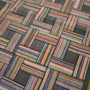 Contemporary American Hooked Rug — Multicolor Square Pattern - detail view 1