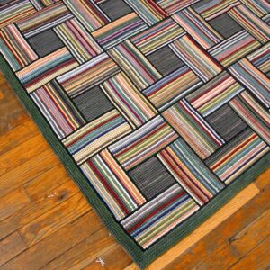Contemporary American Hooked Rug — Multicolor Square Pattern - detail view 3
