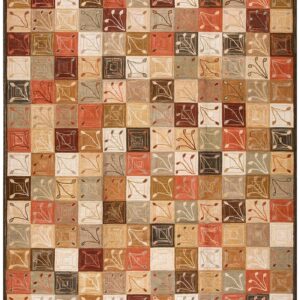 Contemporary American Hooked Rug — Multicolor Square with Special Details