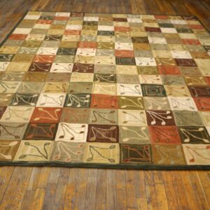 Contemporary American Hooked Rug — Multicolor Square with Special Details - detail view 1