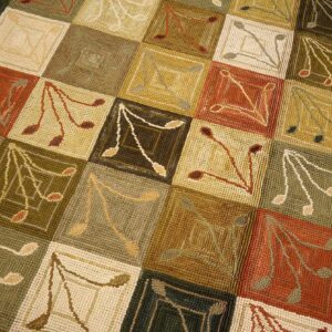 Contemporary American Hooked Rug â€” Multicolor Square with Special Details - detail view 3