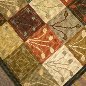 Contemporary American Hooked Rug — Multicolor Square with Special Details - detail view 7