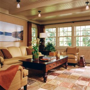 Contemporary American Hooked Rug — Multicolor Square with Special Details - detail view 1