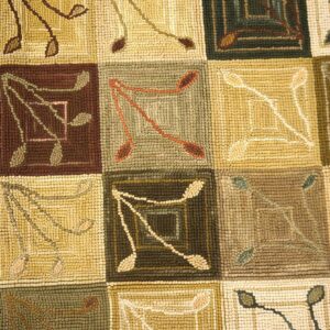 Contemporary American Hooked Rug — Multicolor Square with Special Details - detail view 2