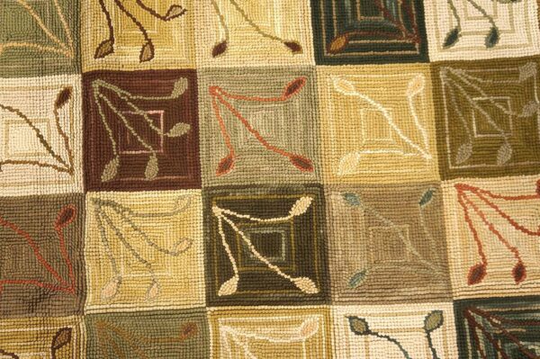 Contemporary american hooked rug — multicolor square with special details - detail view 2
