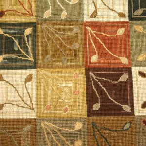 Contemporary American Hooked Rug — Multicolor Square with Special Details - detail view 3